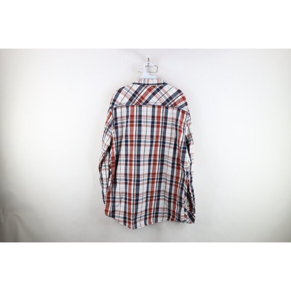 Buckle BKE Mens XL Athletic Fit Distressed Thick Stitch Snap Button Shirt Plaid - Picture 12 of 14